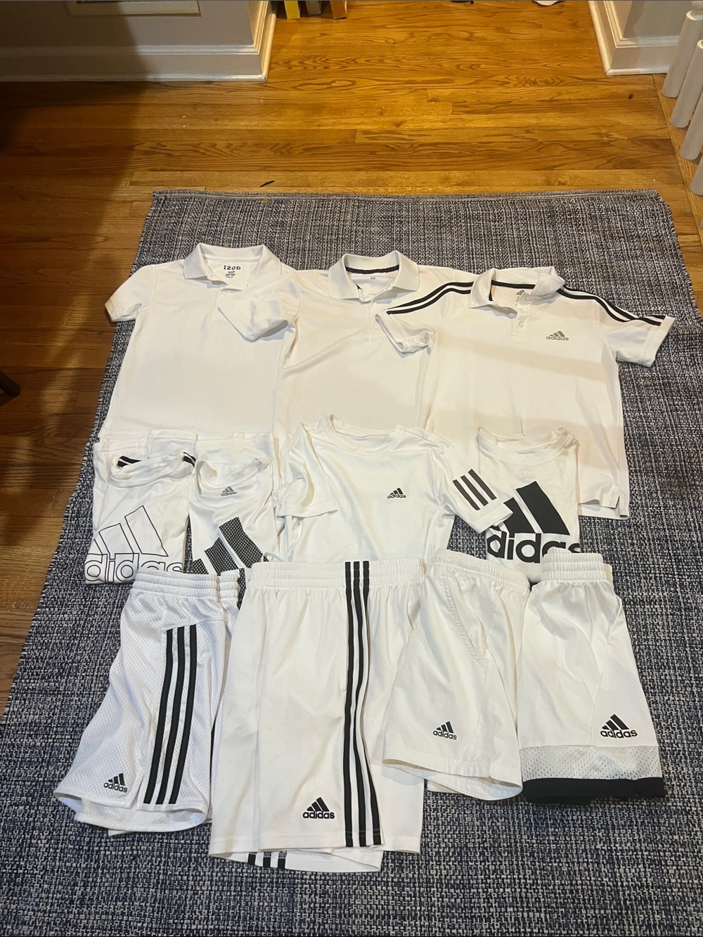 adidas White Athletic Shirt and Short Set with Black Logo Accents